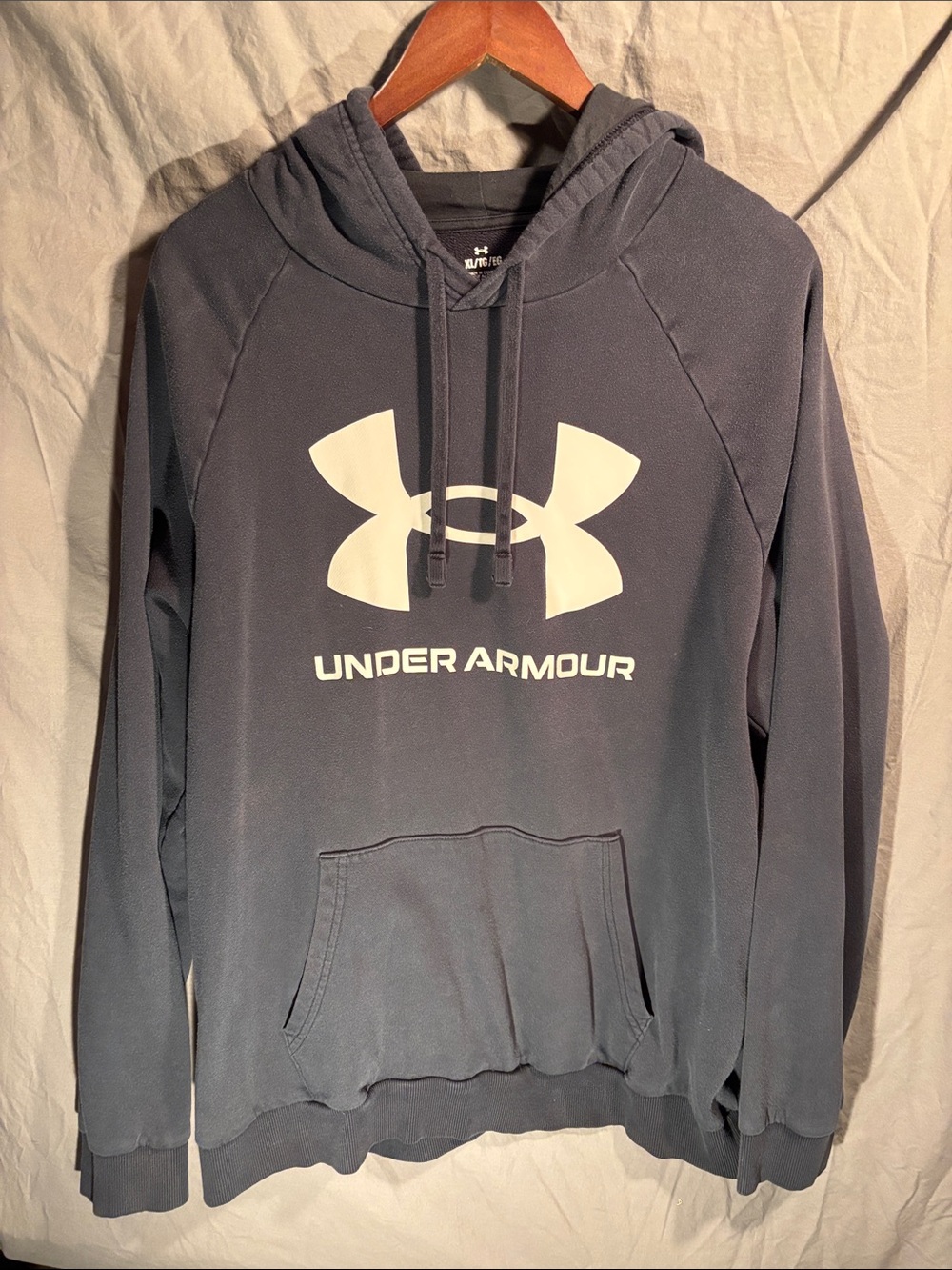 Under Armour Men's Dark Blue Hoodie with White Logo
